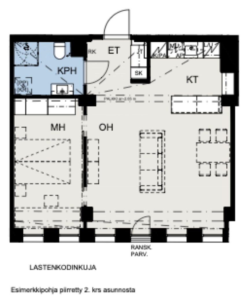 Asunnon B43 huoneistopohja